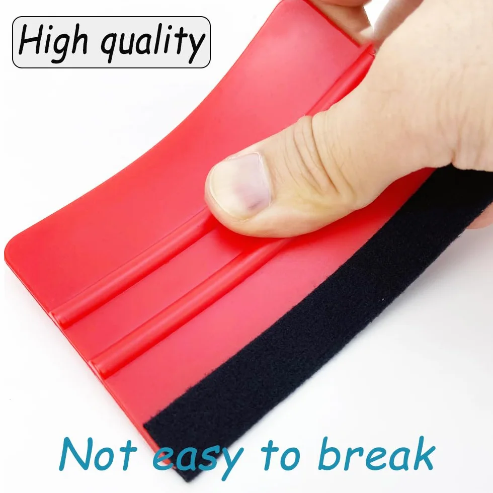 2 Piezas Espátula Para Vinilo Adhesivo - Espátula Vinilo Squeegee Negro del Borde del Fieltro para Alisar la Envoltura de Vinilo del Coche película de Tinte para Ventanas Azul Rojo 10 x 7 cm
