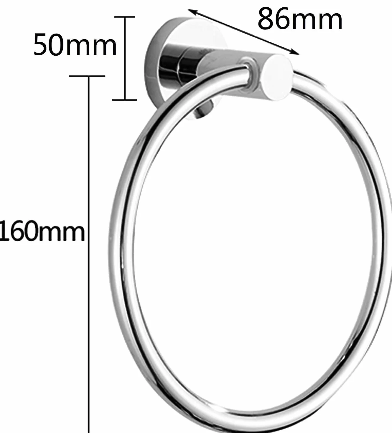 Toallero de acero inoxidable 16 cm redondo plateado para pared