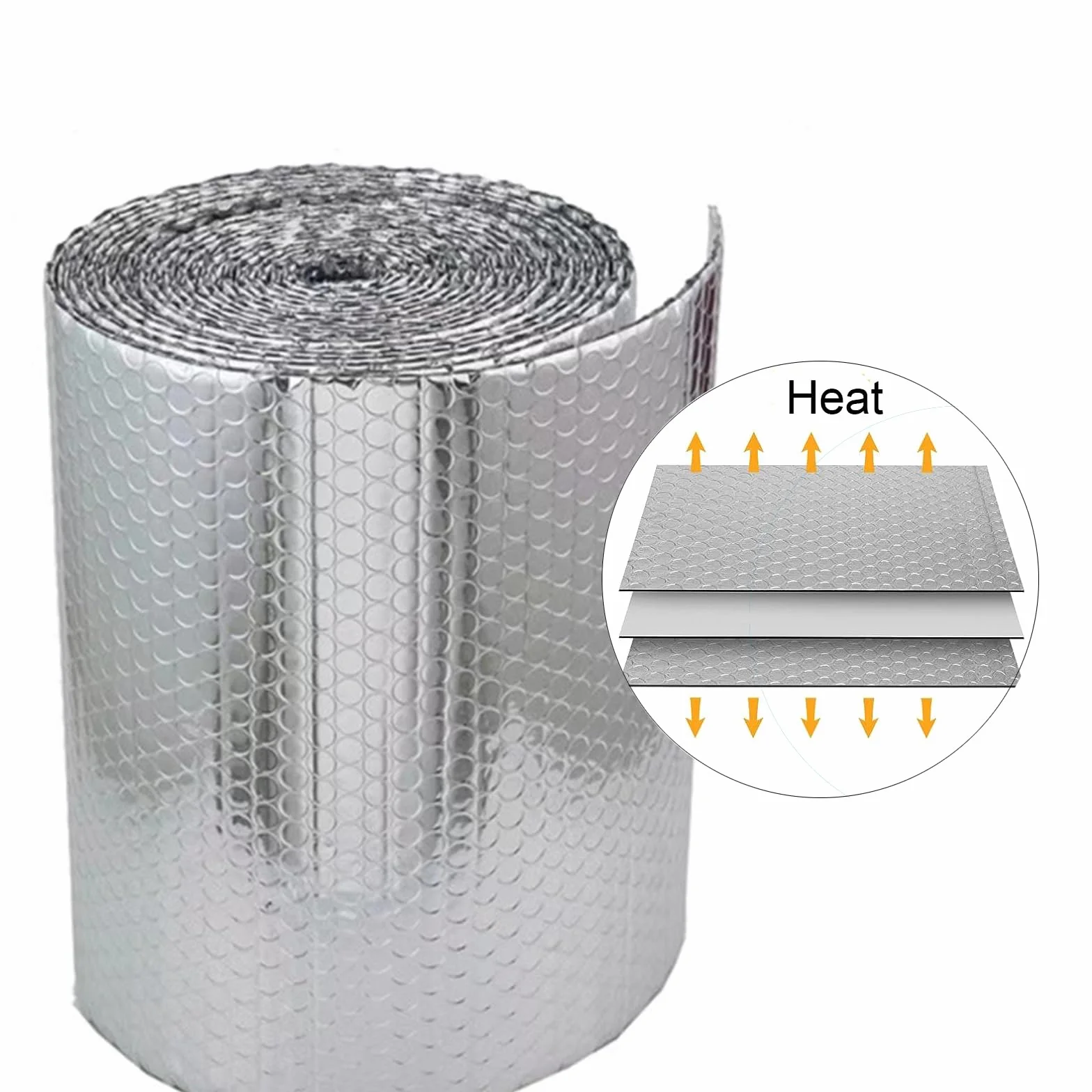 Rollo de Aislante en Hoja 0,6m x 5m, 3 MM de Espesor Paneles Reflectores de Radiador, Aislamiento de Espuma de Aluminio Doble, Placa Reflectante Del Disipador de Calor, Ahorro de Energía y Dinero