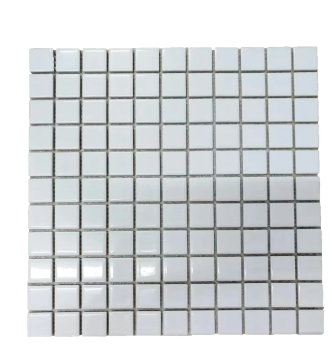 Cottoceram. Modelo G001 (BLANCO BRILLO) Mosaico enmallado de Porcelanico. Medida 2,5x2,5cm. Pegado en mallas de 30x30cm