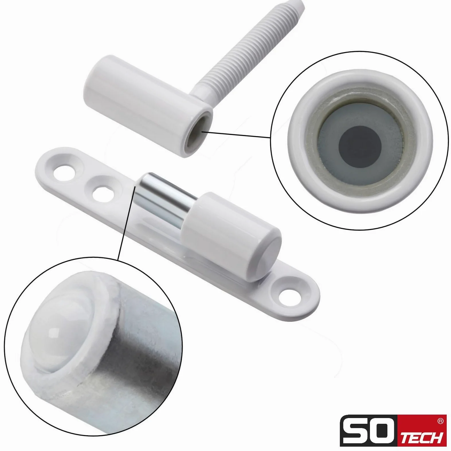 SOTECH 10 piezas Bisagras para puertas Bisagra para taladrar 15 x 83 mm con espiga M8 x 47 mm Bisagra para atornillar Bisagra para puertas interiores para atornillar/taladrar (acero blanco)