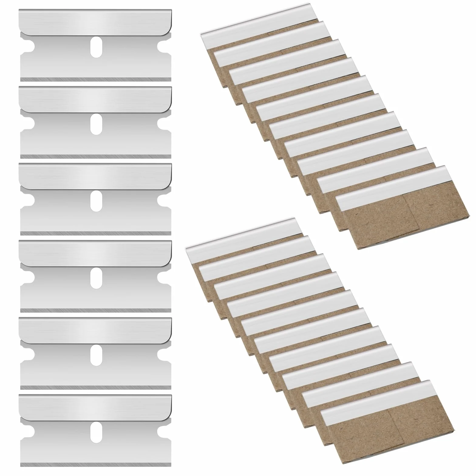 Flintronic 20 Piezas Cuchillas de Acero Inoxidable de Alta Calidad, Cartón Prémium de Acero, Cuchillas de Repuesto de Cartón Prémium de Acero, para Limpia Suelo,Horno,Placas de Inducción,Ventana