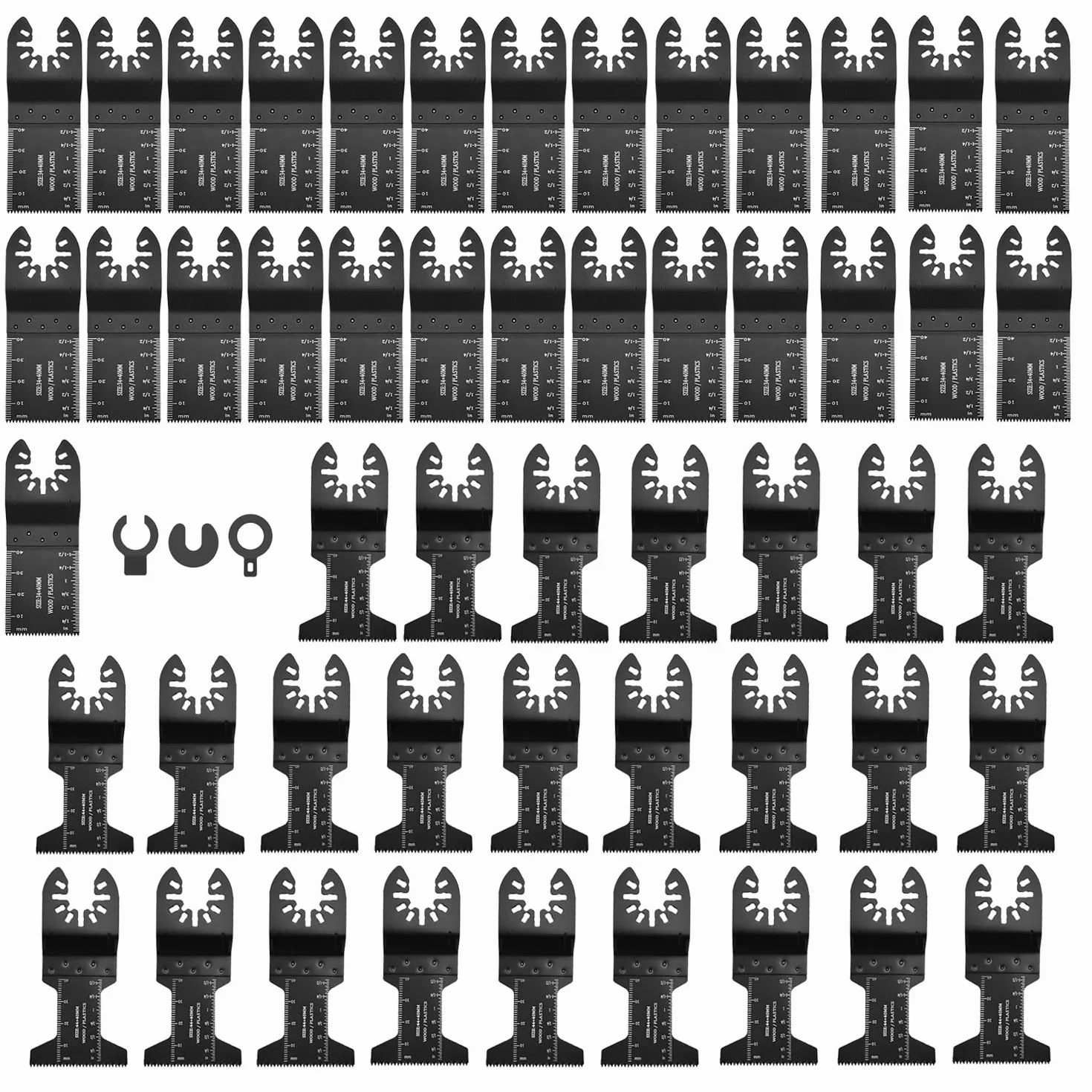 Juego de Hojas de Sierra Oscilantes Cuchillas para Herramientas Oscilantes 53PCS Cuchillas Oscilantes Multiherramienta de Corte Acero Sierra para Madera y Plástico Liberación Rápida con 3 Adaptadores