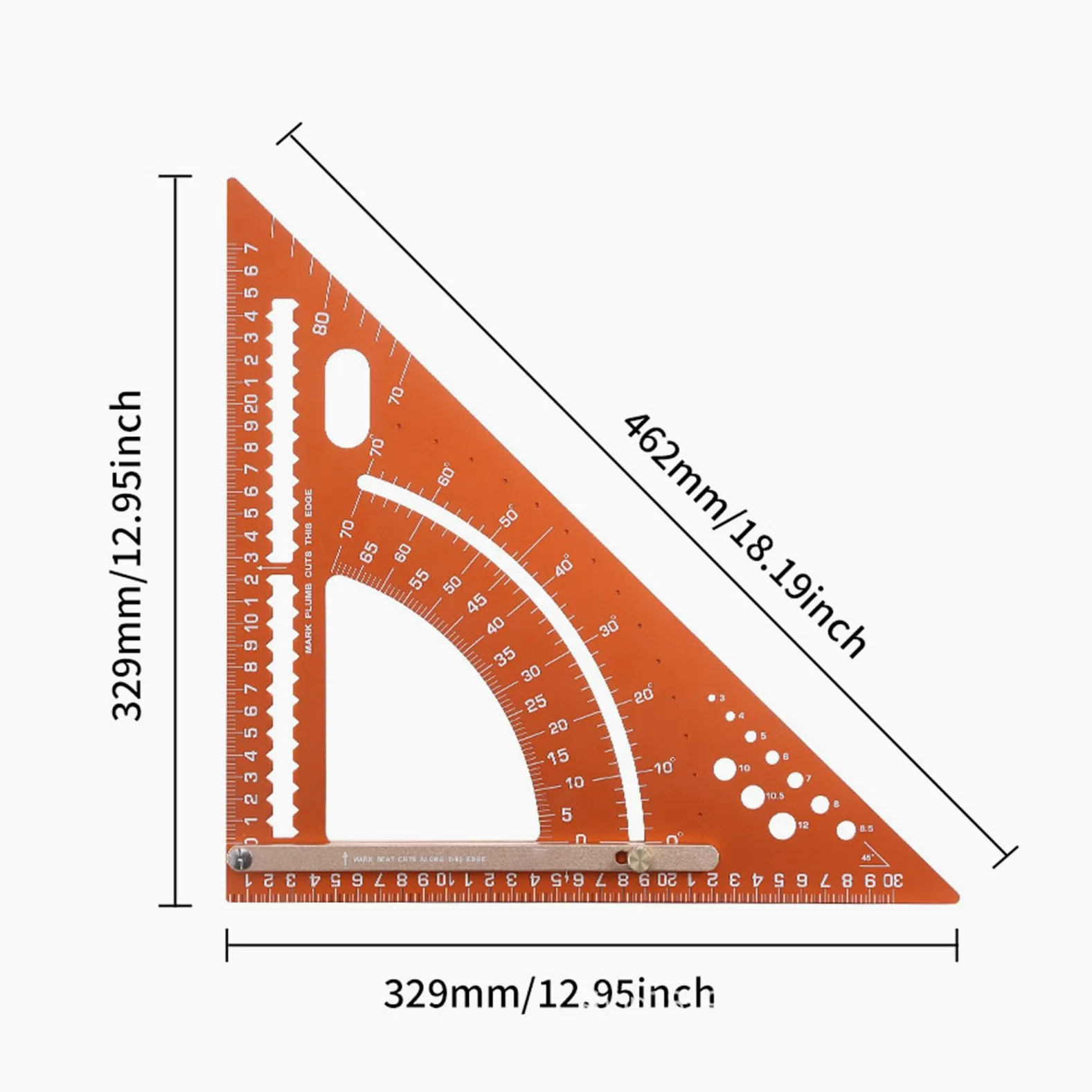 Escuadra de Carpintería Regla Triangular de Aluminio Ergonomica para | Escuadra De Carpintero Con Transportador De Ángulos para Profesionales, Aficionados y Constructores