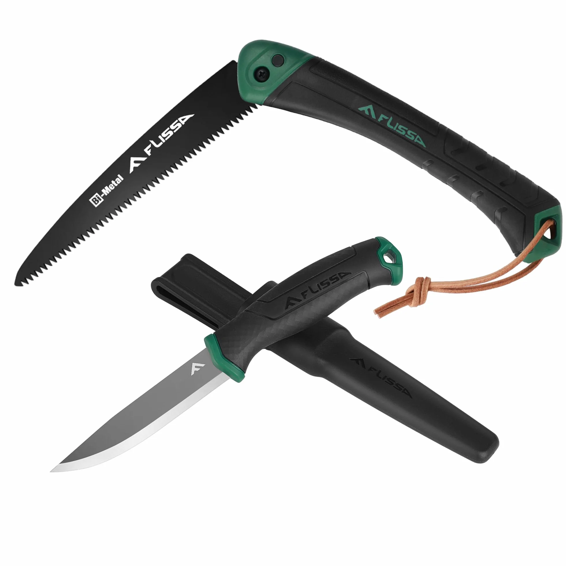 FLISSA Juego de Sierra Plegable y Navaja con Funda para Jardinería