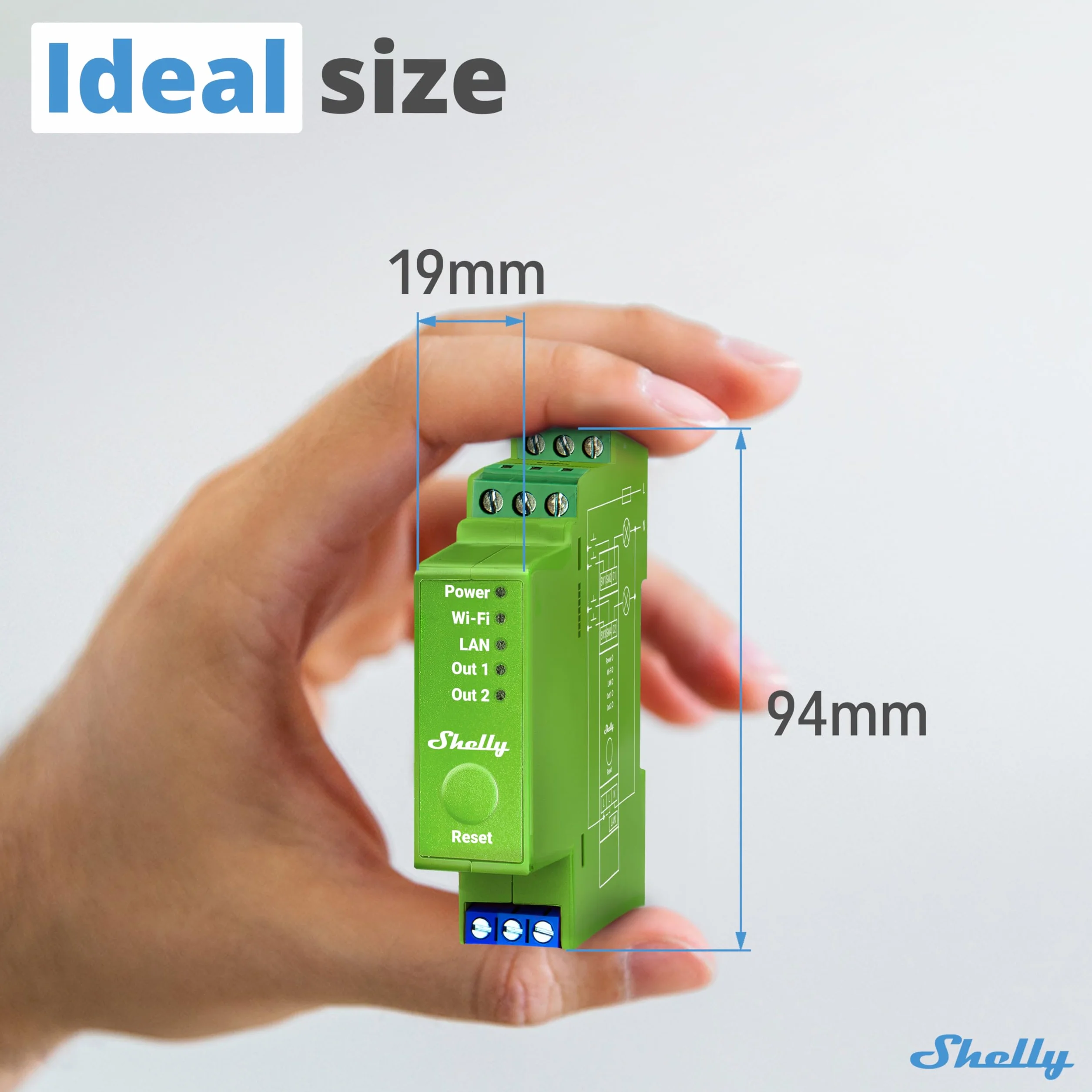 Shelly Pro Dimmer 2PM – Regulador de Luz Wi-Fi y LAN con Medidor de Consumo, 2 Canales (x 200W), Montaje en Riel DIN, Compatible con Bombillas Halógenas y LED, Alexa y Google Home, App iOS y Android