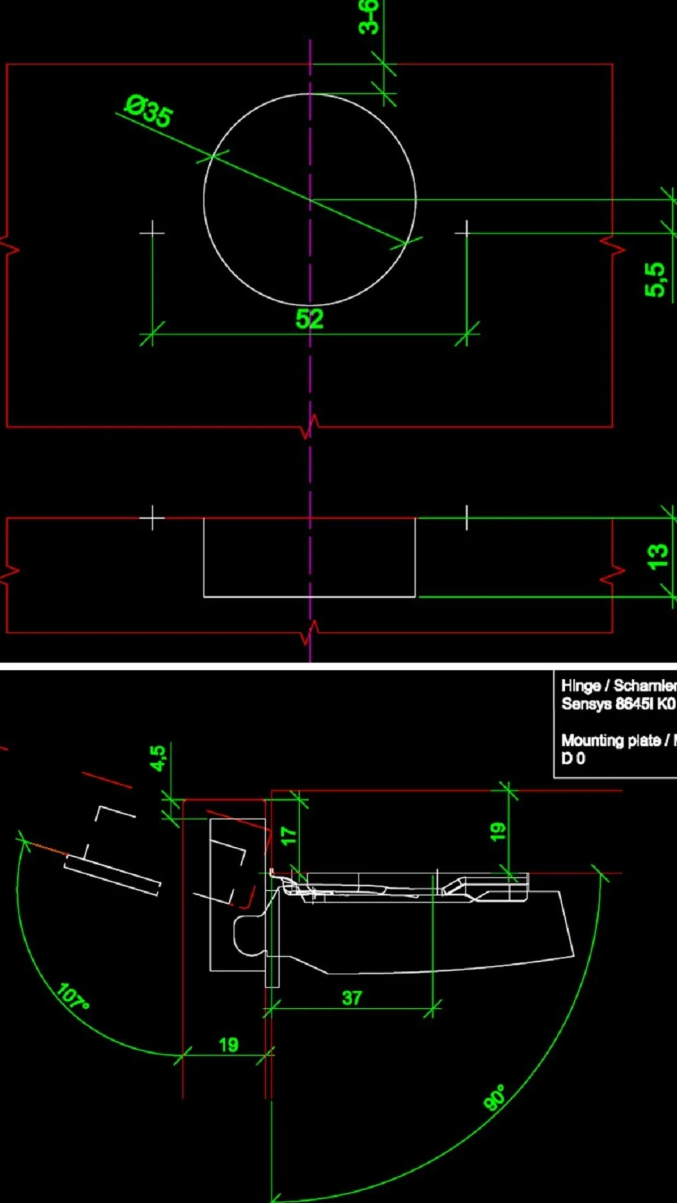 Hettich Sensys 8645i TH52 110 Bisagra Superposición Total con Amortiguación Integrada Cierre Suave para Puerta Armario 2 Piezas