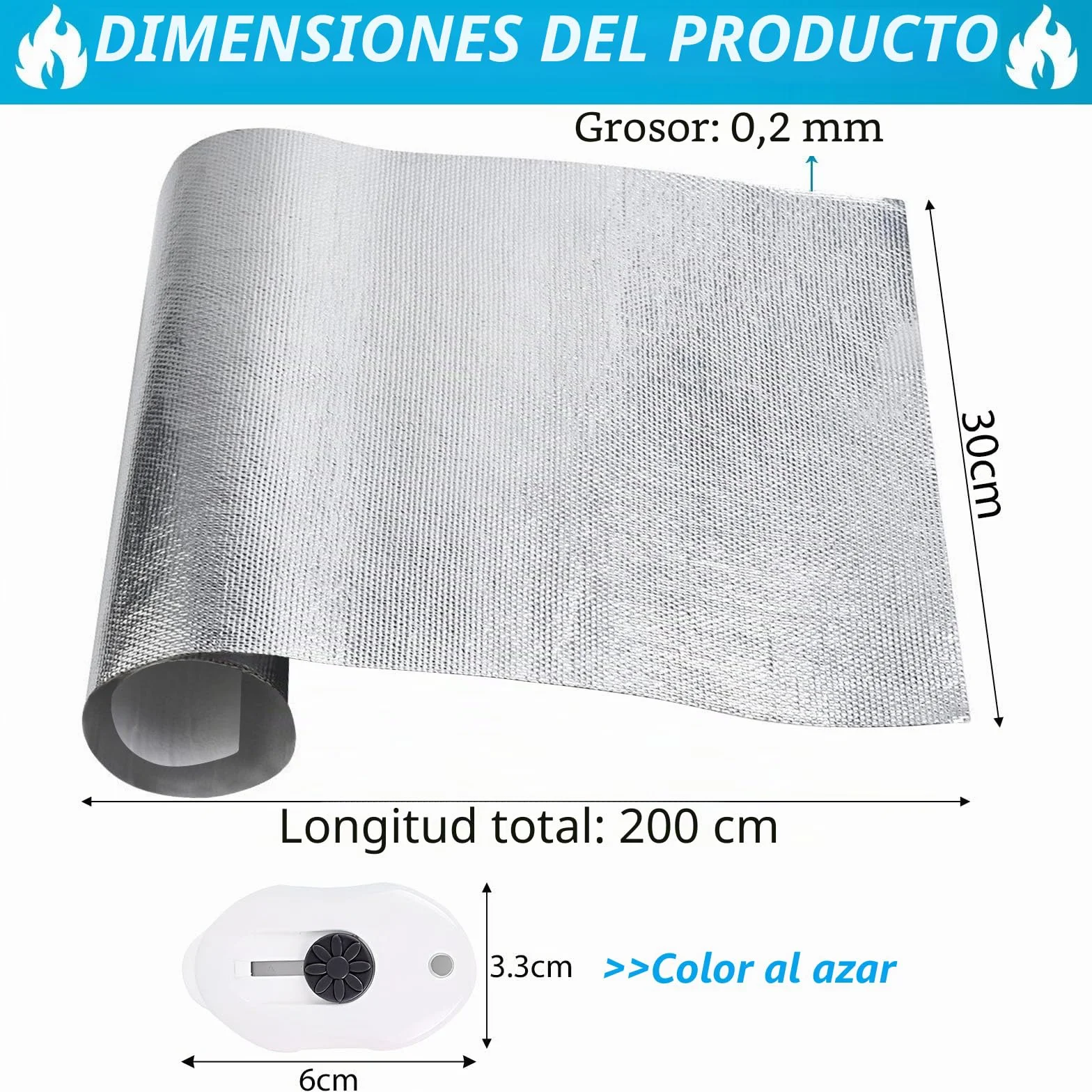 Estera de Protección Térmica Aluminizada Placa de Aluminio de Protección Térmica Alu Estera de Protección Térmica de Aluminio y Fibra de Vidrio Autoadhesiva (0.2mm, 30 X 200 cm) 300℃