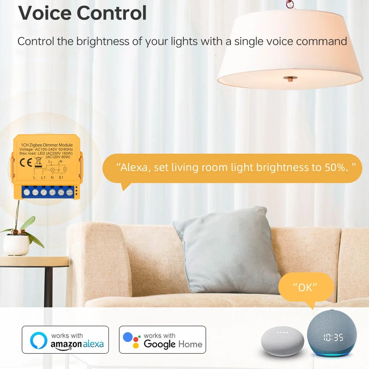 Módulo de interruptor inteligente de 150 W con regulador de intensidad de luz inteligente Zigbee, módulo de interruptor LED de 1 marcha, 2 vías, WiFi, Smart Alexa, DIY, miniregulador de