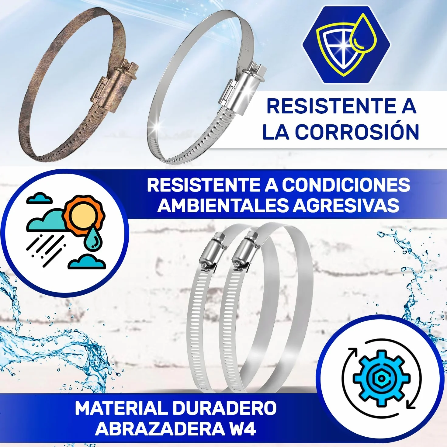 Abrazaderas Metalicas Acero Inoxidable A2 Diámetro 90-110 mm MONTERAL 2 Piezas