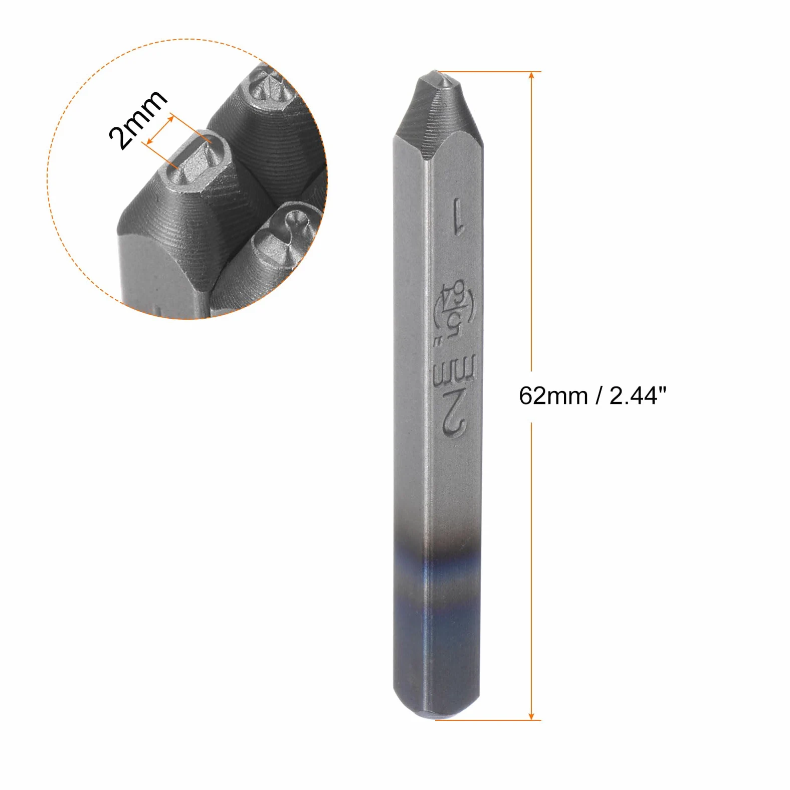 QUARKZMAN 9uds Número Sello Juego 5/64" 2mm Alto Herramienta Acero 0-9 Punzón Prensa Herramientas Metal Sellos Juego Martillo Mano Punzón para Metal Plástico Madera Cuero Estampado