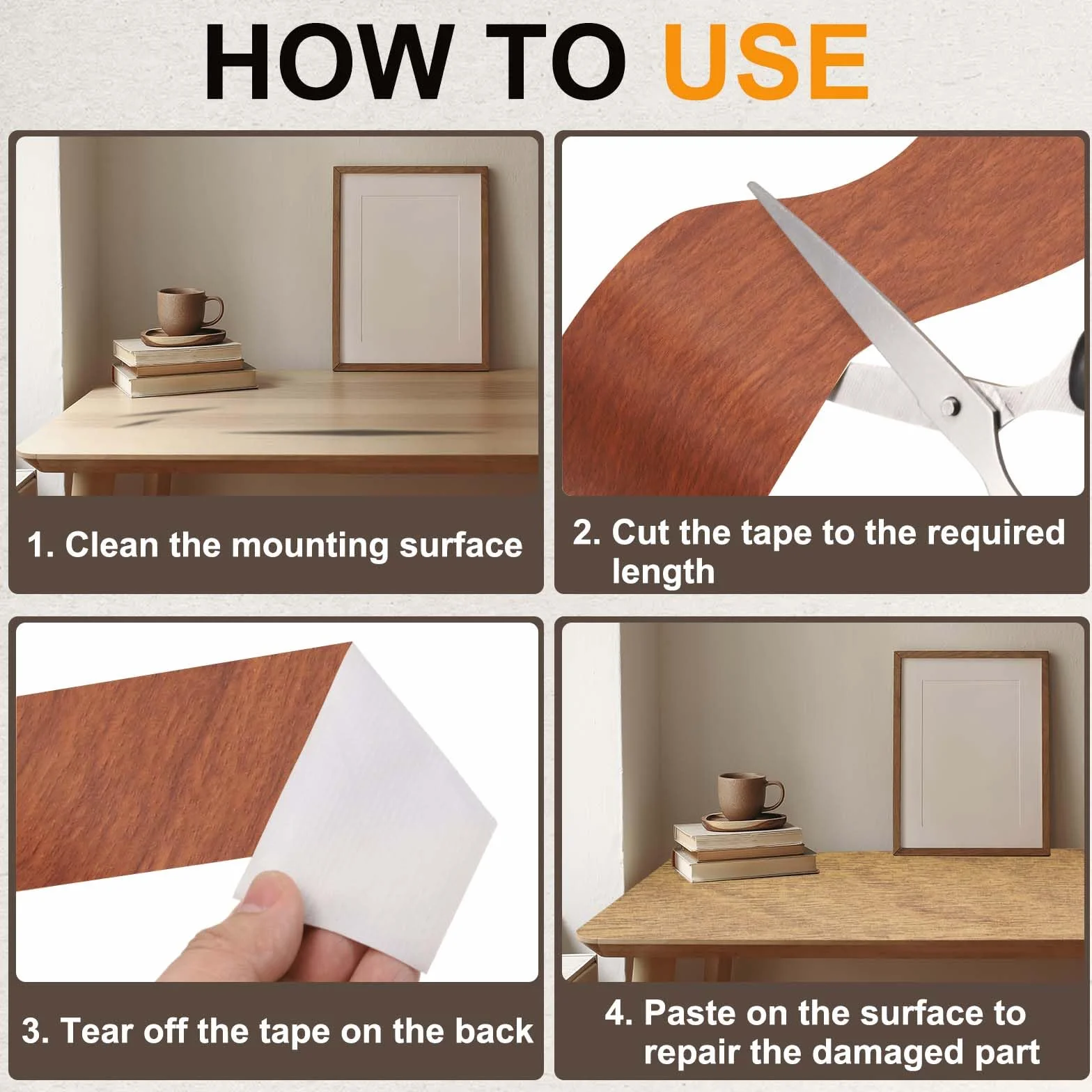 PATIKIL Cinta De Madera 12cm x 10m, Cinta Autoadhesiva De Textura De Madera Parche De Efecto De Madera Realista Para Muebles Gabinetes Pisos Paredes, Marrón Rojizo