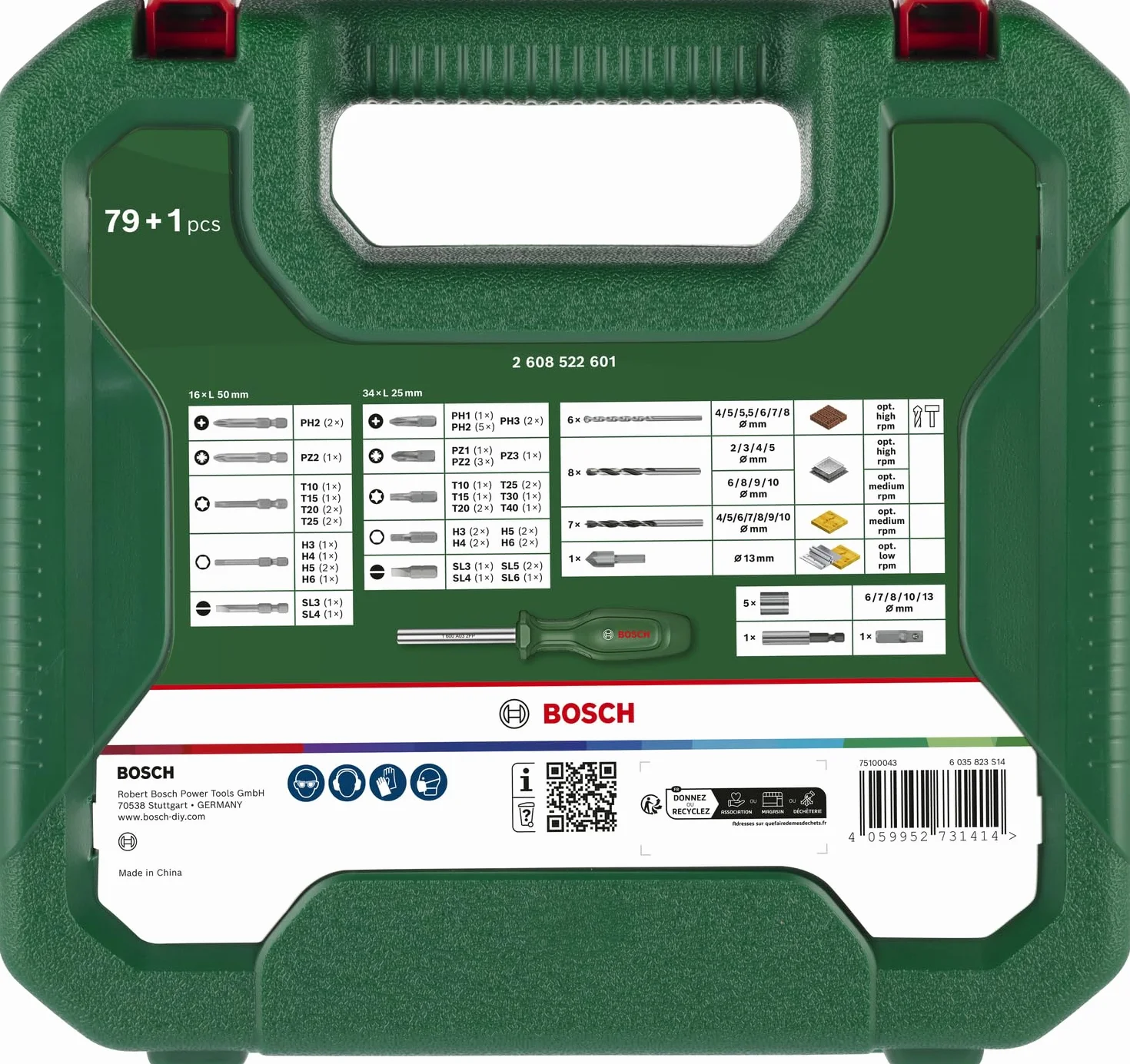 Bosch Set básico, 79 + 1 uds. (264 x 248 mm, Accesorios Destornillador, taladro) - Amazon Edition