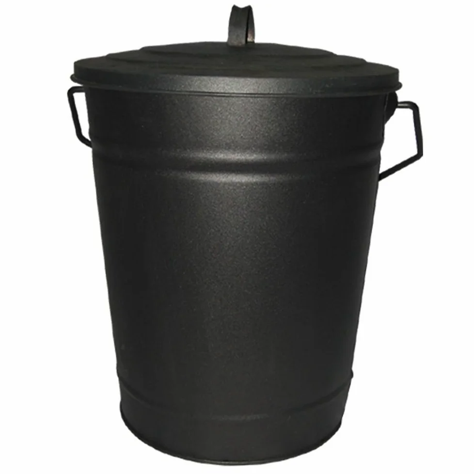 Fire Vida Ash Bucket - Soporte de Madera de carbón con Tapa, Color Negro