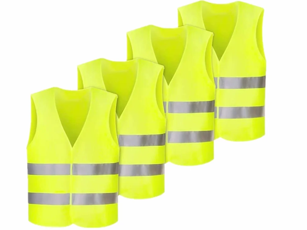 Anlising Chaleco Reflectante, 4PCS Chaleco de Seguridad, Chaleco Reflectante de Seguridad, Chaleco de Seguridad de Alta Visibilidad, Auto Chaleco De Seguridad, para Correr, Conductor, Limpiadores
