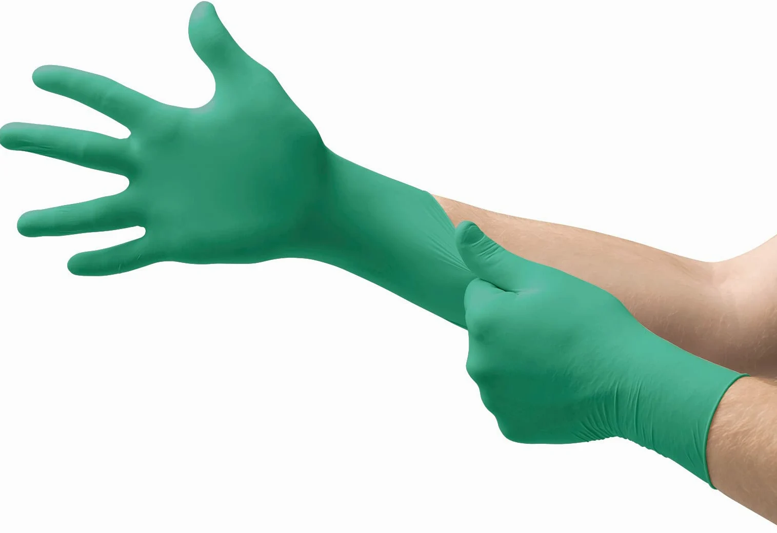 Ansell TouchNTuff 92-500 Guantes Desechables de Nitrilo, Con Polvo, Alta Protección Química y Mecánica, Seguridad Alimentaria, Guantes Multiusos Profesionales, Verde, Talla M (100 Guantes)