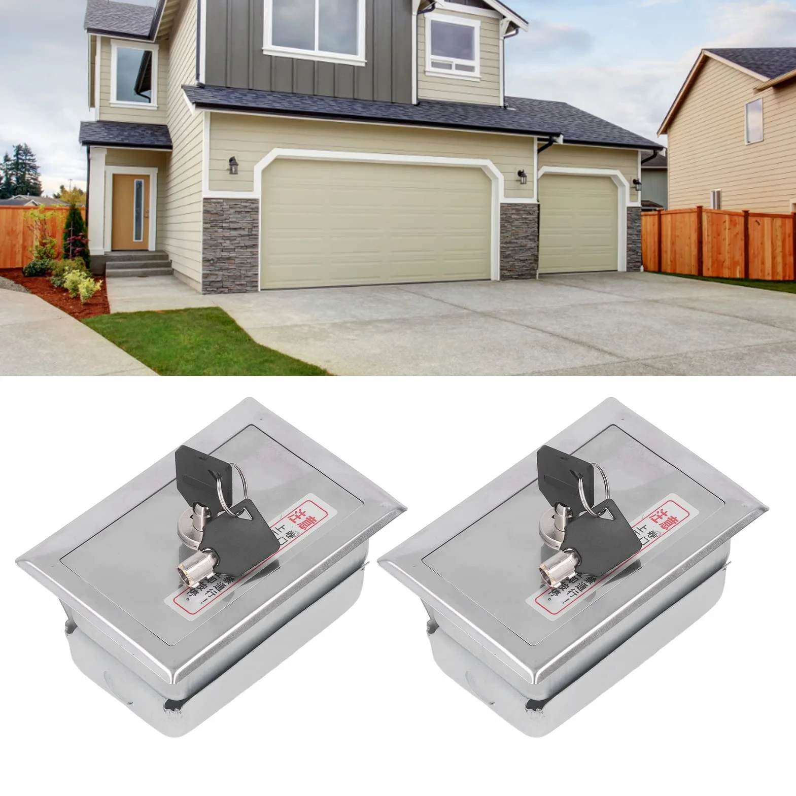 Persiana Enrollable con Cerradura de Llave, Caja de Interruptor de Llave de 2 Piezas de Acero Inoxidable Universal con Juego de Accesorios Sin Botones de Encendido para Puerta