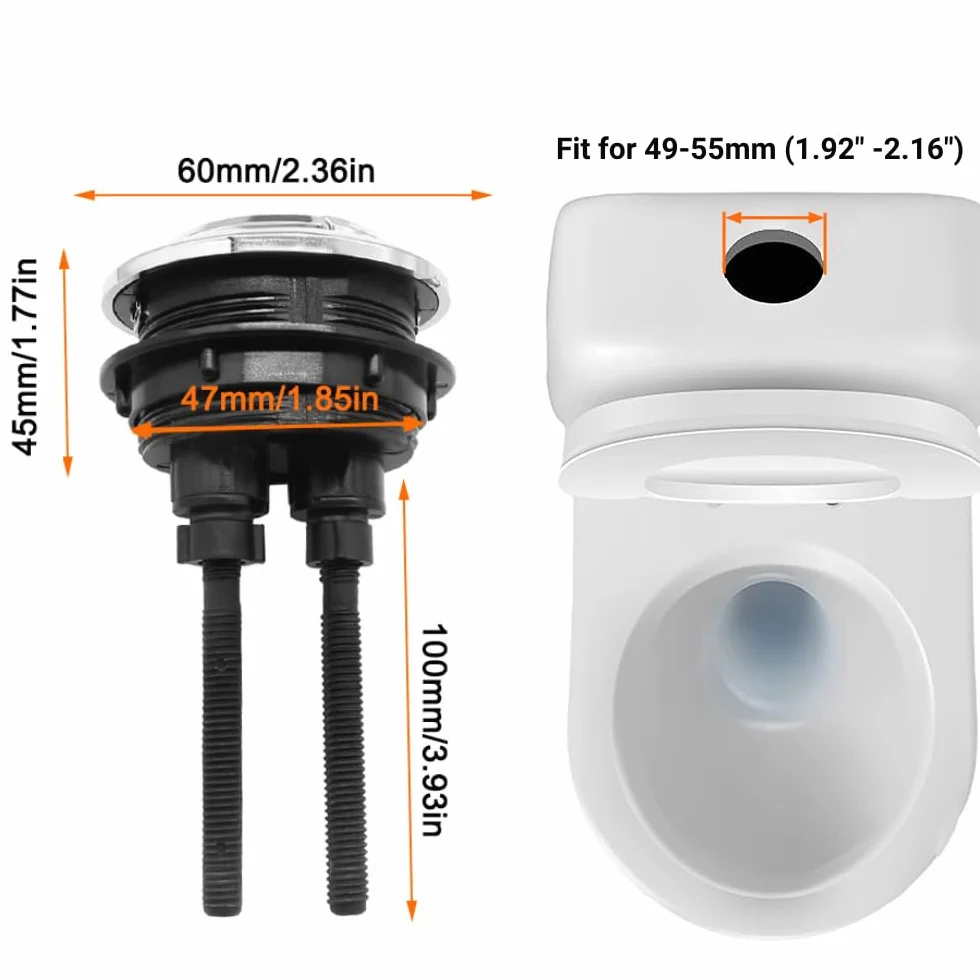 Botón de descarga de inodoro de doble pulsador 49-55 mm para cisterna