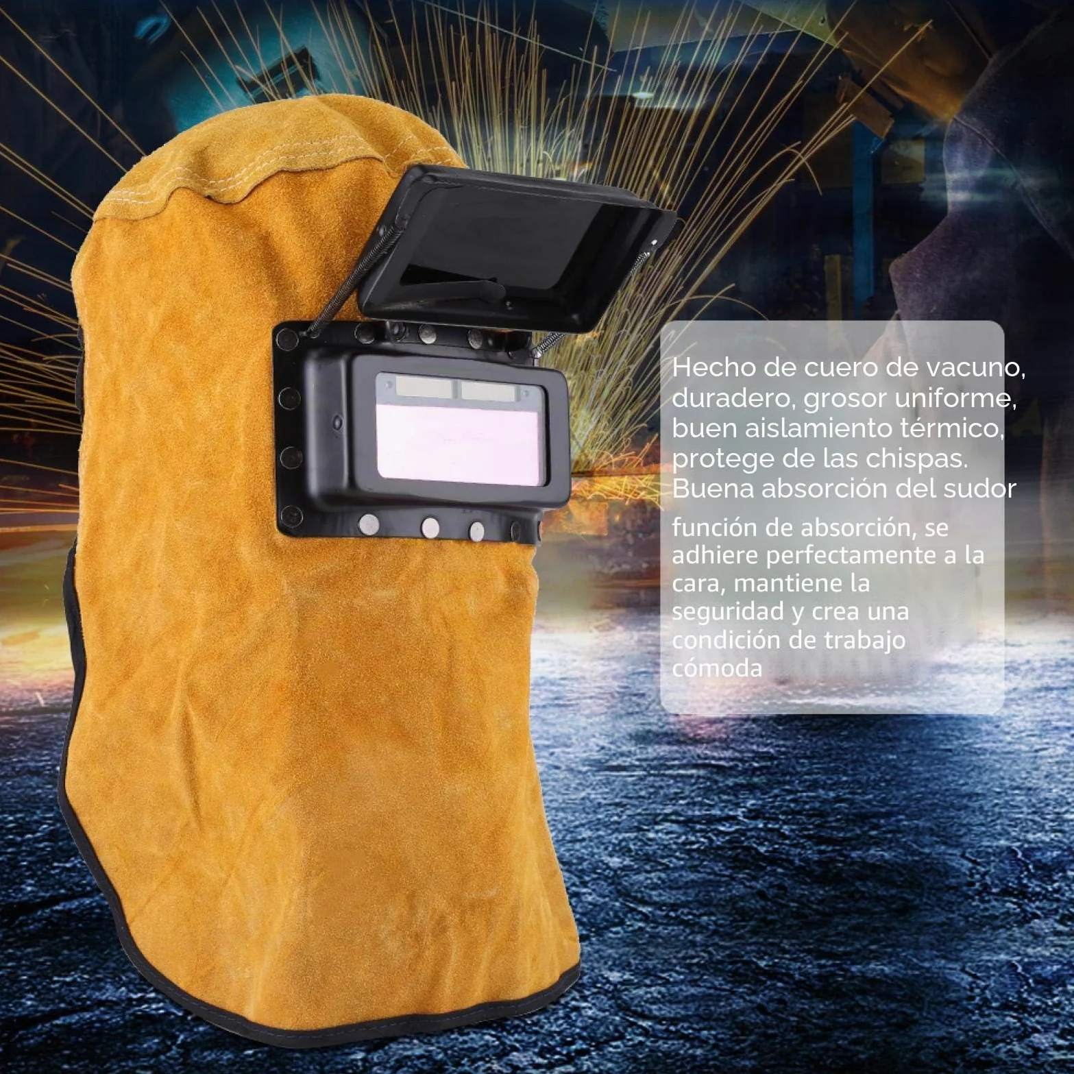 Casco de Soldadura Eujgoov Casco de Soldadura Oscurecedor con Lente Máscara Protectora de Soldadura de Cuero para Trabajadores de Soldadura