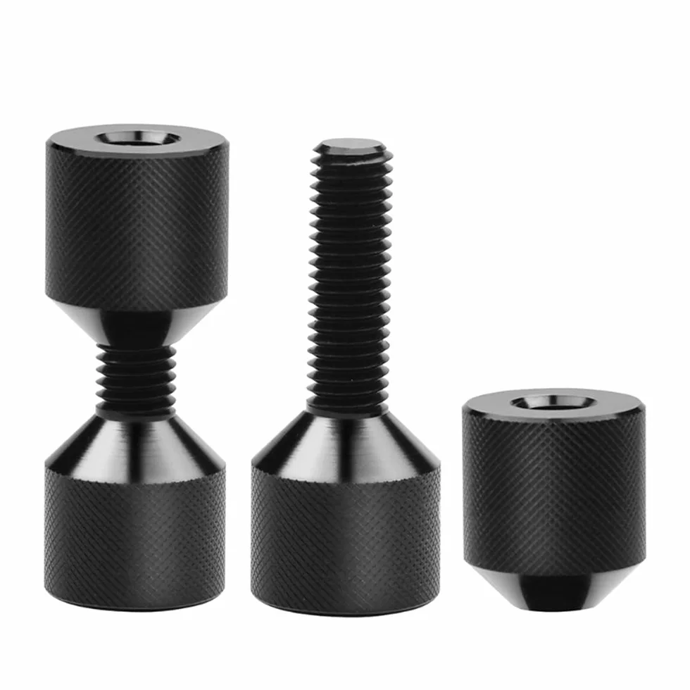 1-1/8 "Pin de alineación de brida de dos orificios 6061 Acabado de óxido negro anodizado de aluminio Construcción ligera