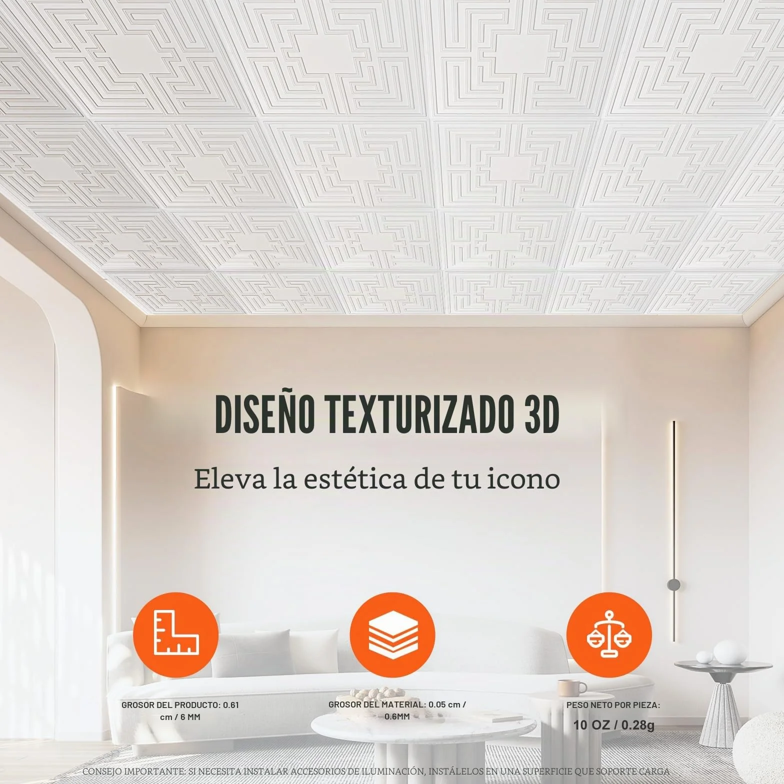 VEVOR Paneles para Techo Suspendidos PVC 605x605 mm Paquete 12 Blanco