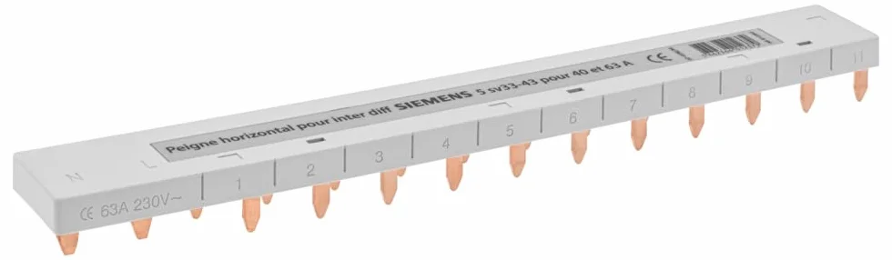 Siemens - Peine horizontal con conexión para interruptor diferencial (40 A y 63 A)