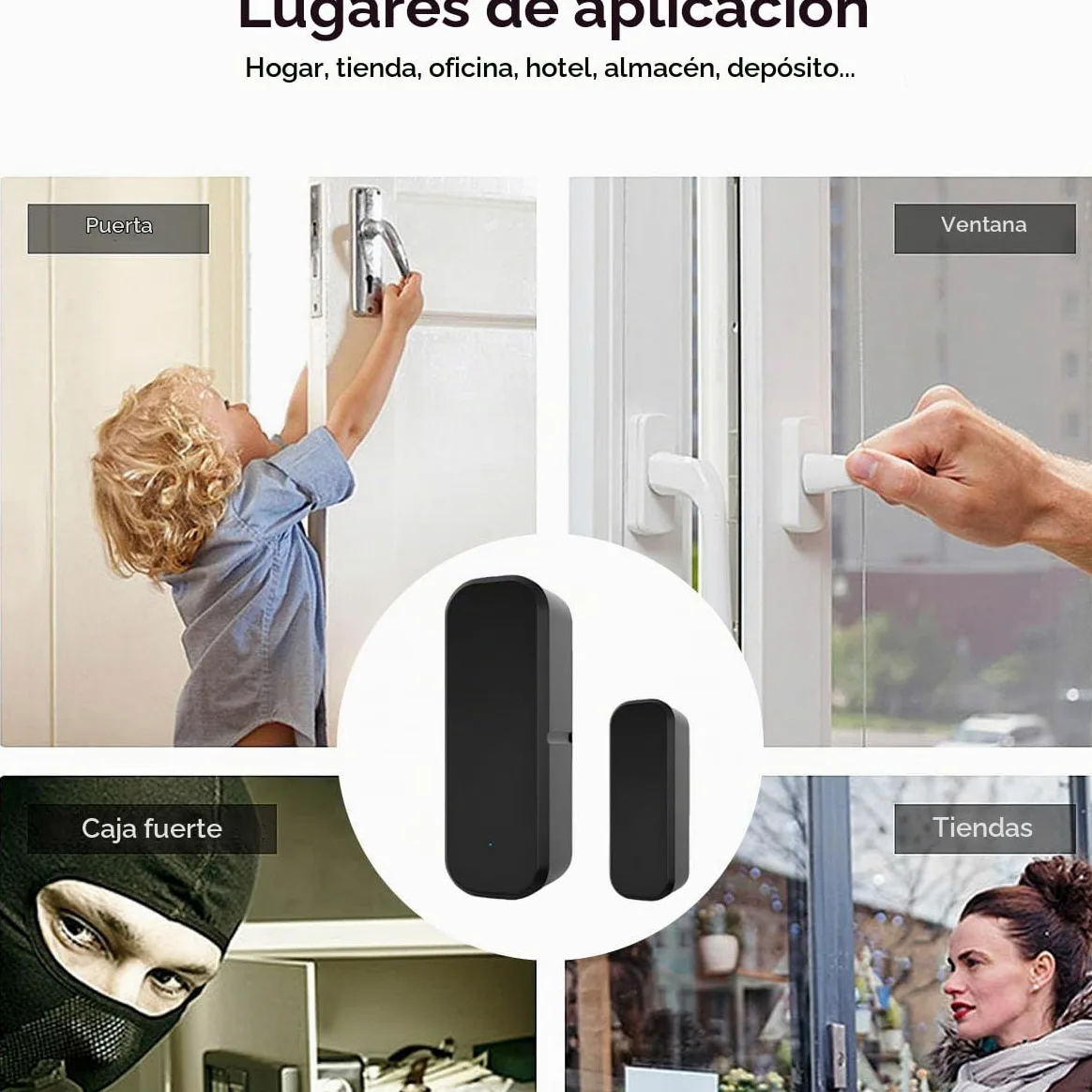 Juego de 3 sensores inteligentes para puertas y ventanas, sensor de puerta con WiFi, sensor de contacto para puertas y ventanas, con Alexa y Google Home