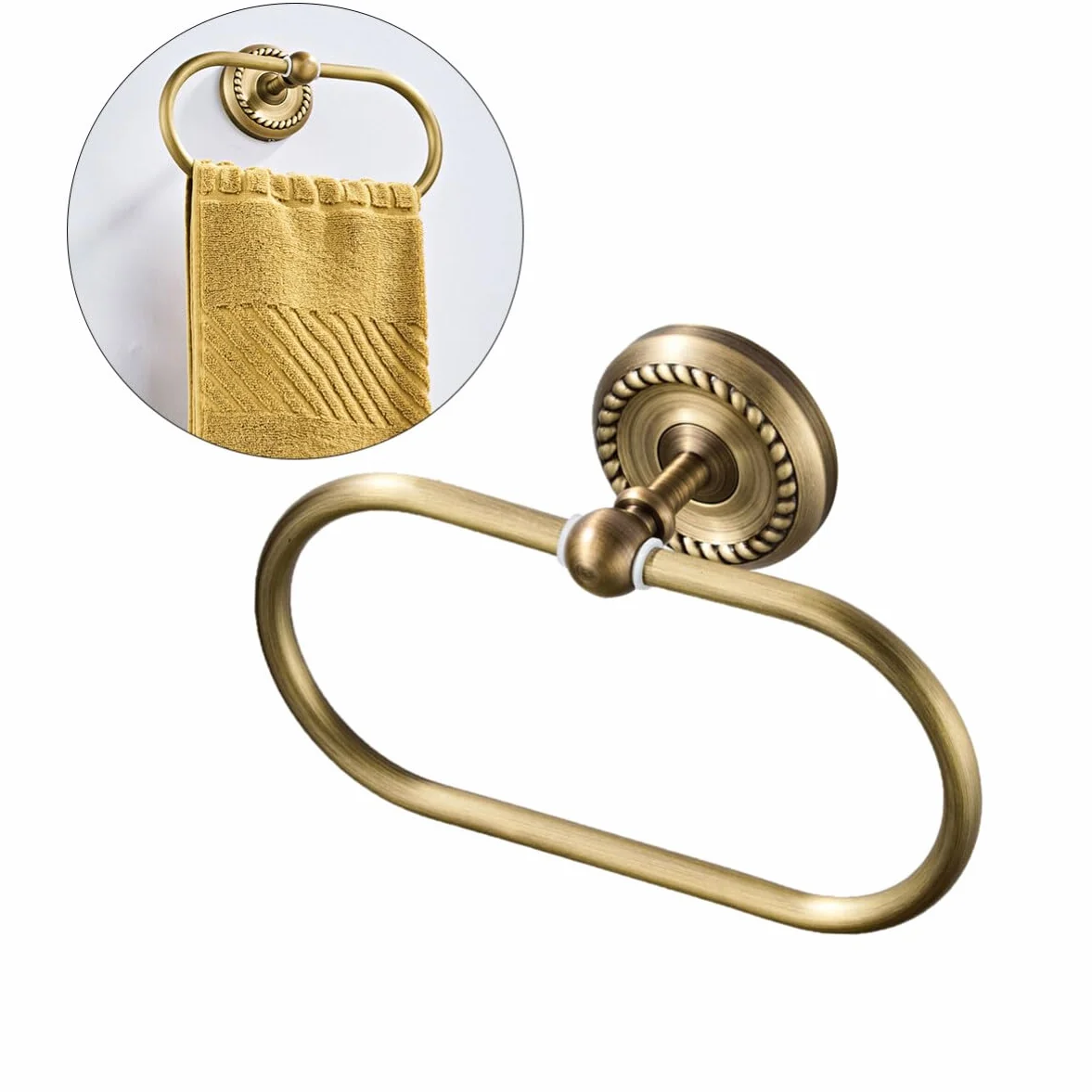 DOITOOL Toallero de Pared Ovalado de Latón para Baño y Cocina Ahorrador de Espacio