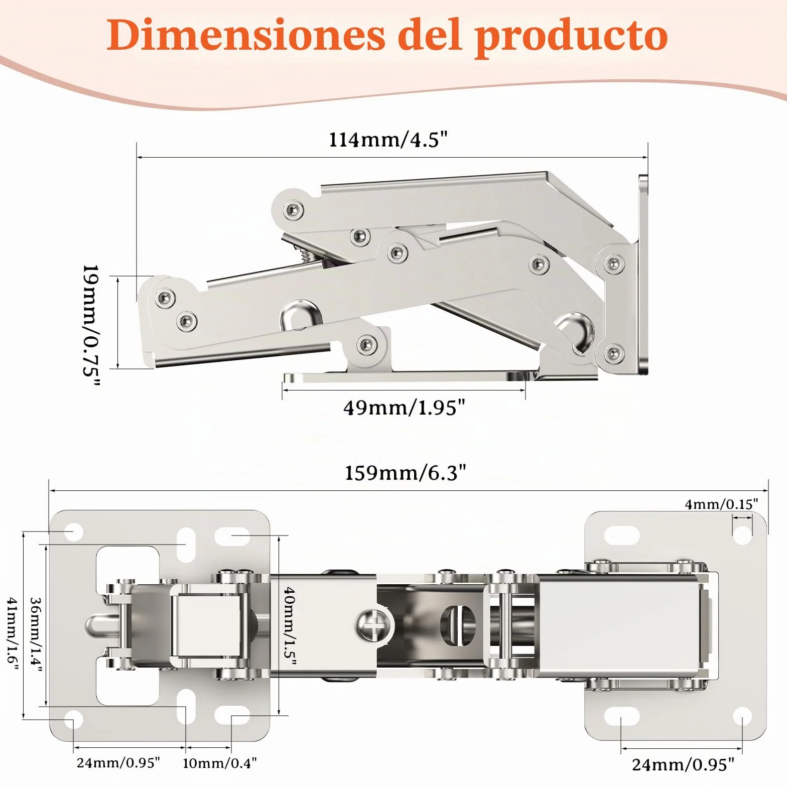 Furniware bisagras de cierre suave 170 grados para puertas de armarios, ocultas con amortiguador