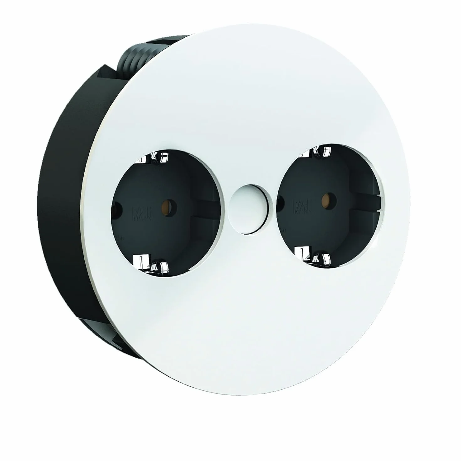 Bachmann 931.250 Twist Unidad de Toma de Corriente, 2X Enchufes con Puesta a Tierra, Blanco Mate