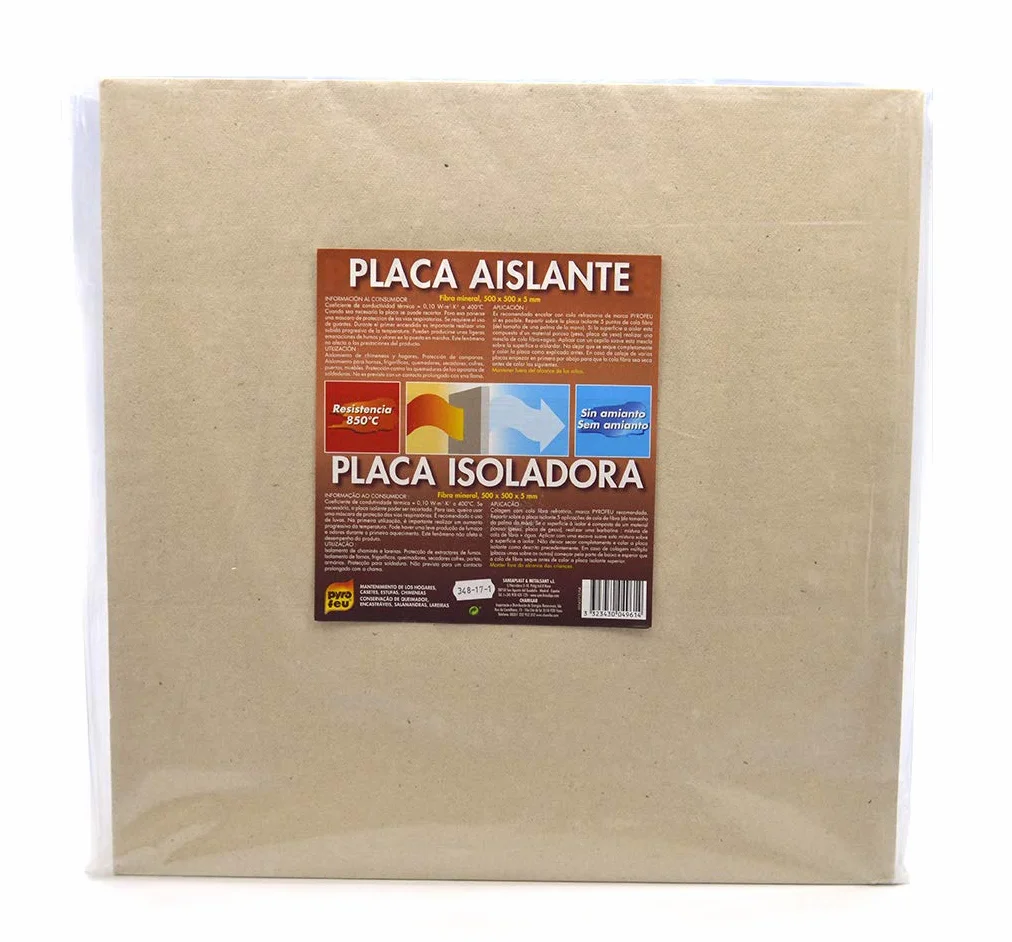 Pyro Feu 24961-6 Placa Aislante Fibra de Roca 850ºC 50 x 50 cm, Gris