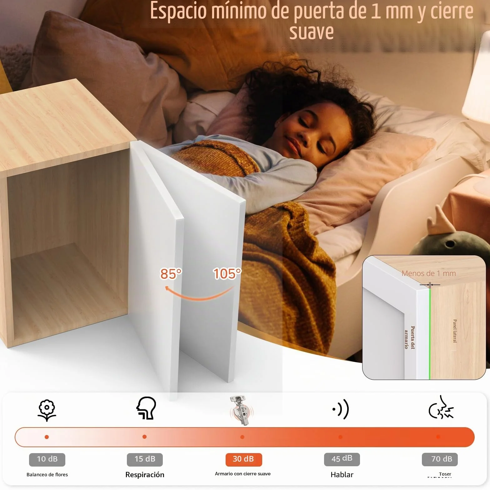 Furniware 2 bisagras de cierre suave para esquinas, bisagra para armario 52 mm, 105 grados, tope 35 mm