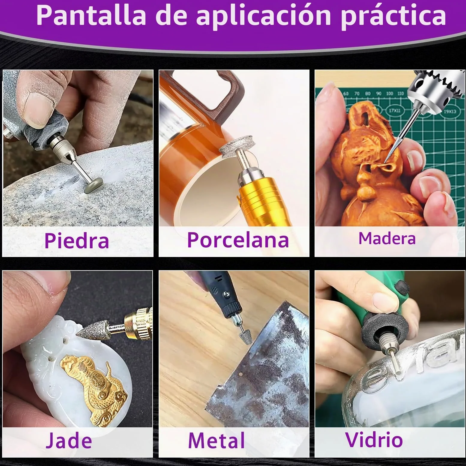 Juego de 52 brocas de diamante multifuncionales compatibles con Dremel, brocas de diamante para herramientas rotativas, vástago de 3 mm, para tallar, pulir, moler