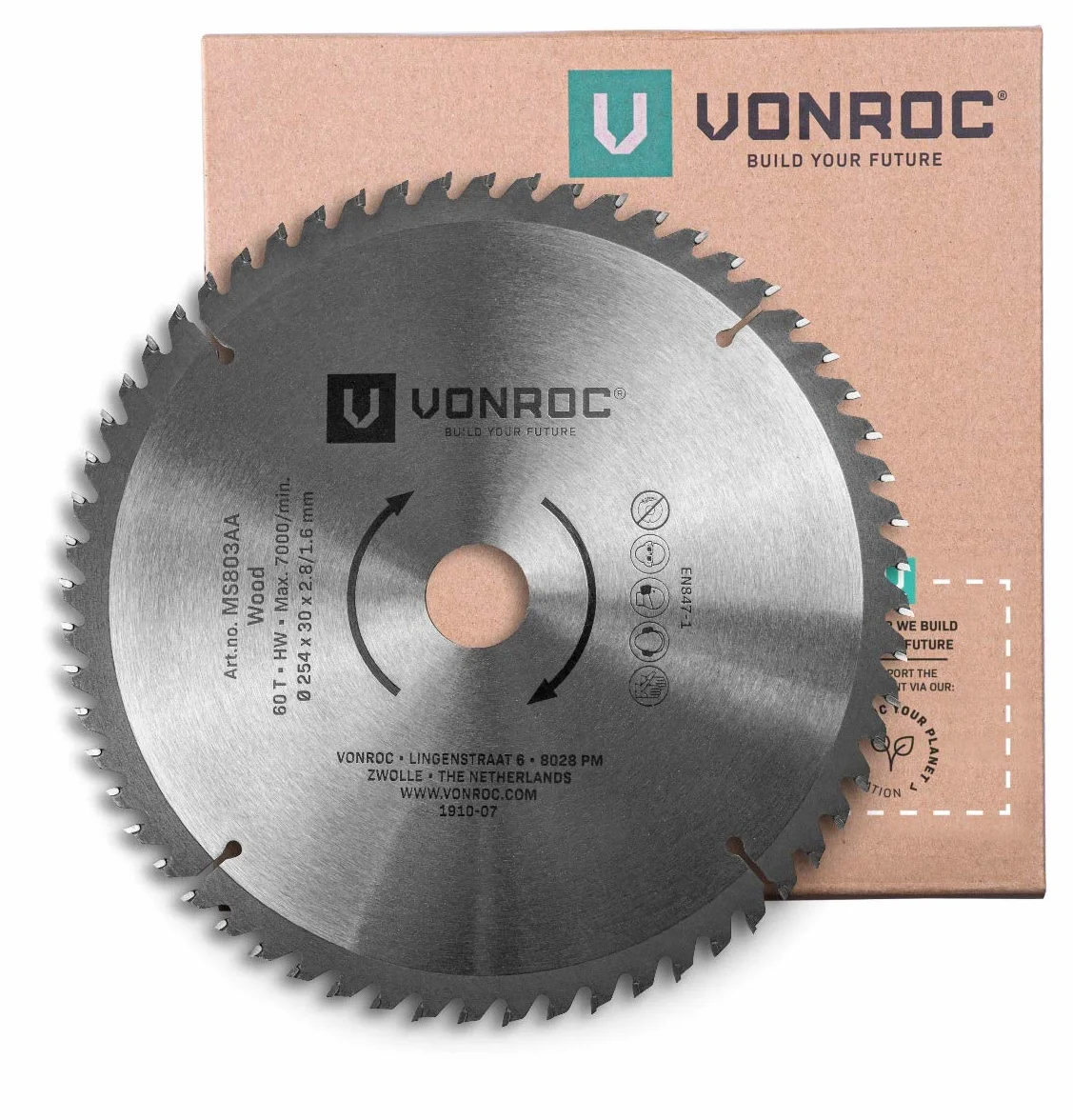 VONROC Hoja de sierra para ingletadora 254 x 30mm 60T