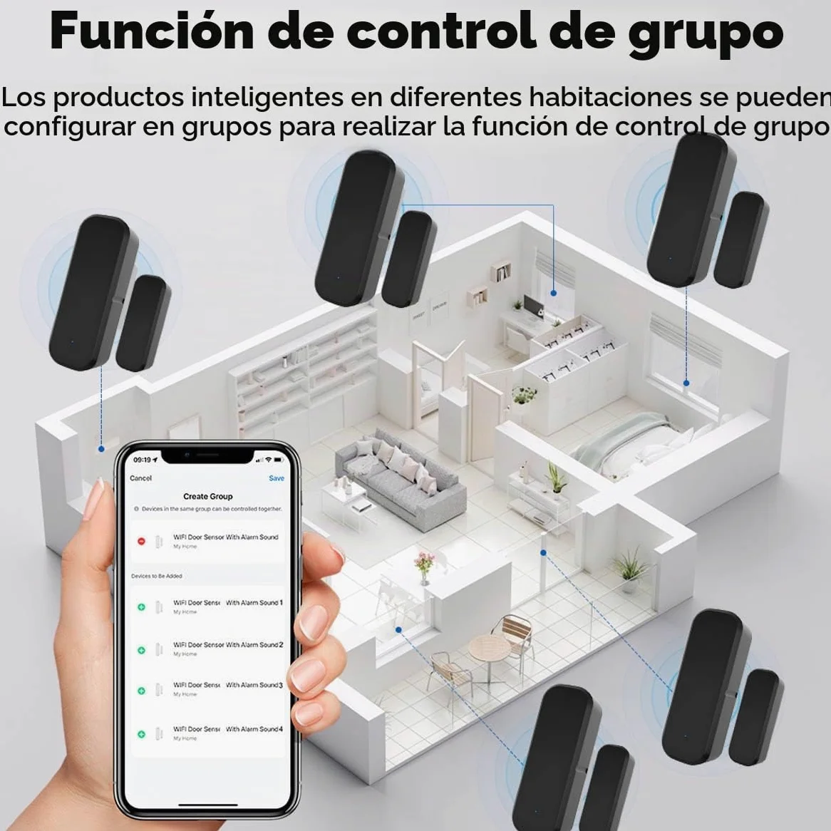 Juego de 3 sensores inteligentes para puertas y ventanas, sensor de puerta con WiFi, sensor de contacto para puertas y ventanas, con Alexa y Google Home