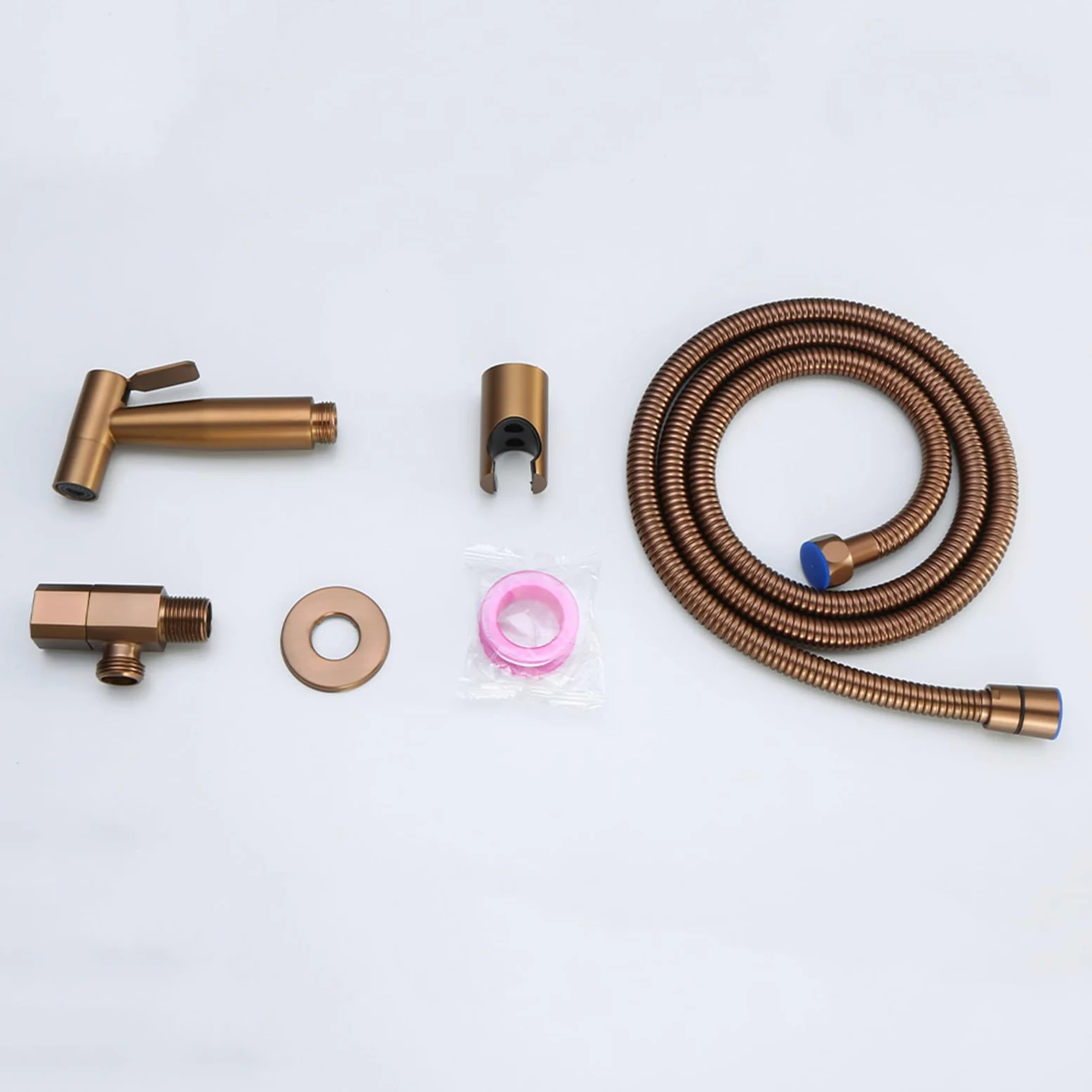 Pulverizador de Bidé de Mano Kit Bidet de Mano para Wc de Pared con Manguera de Ducha de 1,2 M Oro Rosa Cepillado