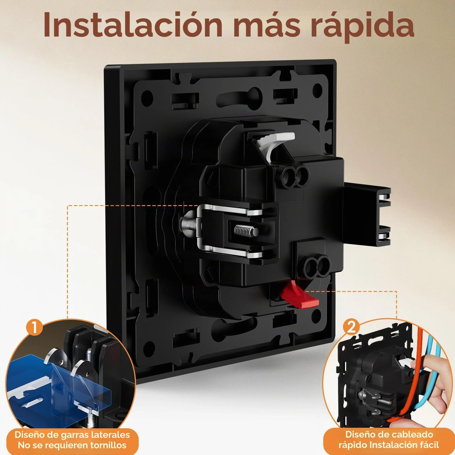 BSEED Interruptor Pared con Garras, Interruptor de luz con LED Indicador, Fácil de Instalar, Marco de PC mate, 1 Gang 1 Vía, 86 * 86mm Negro