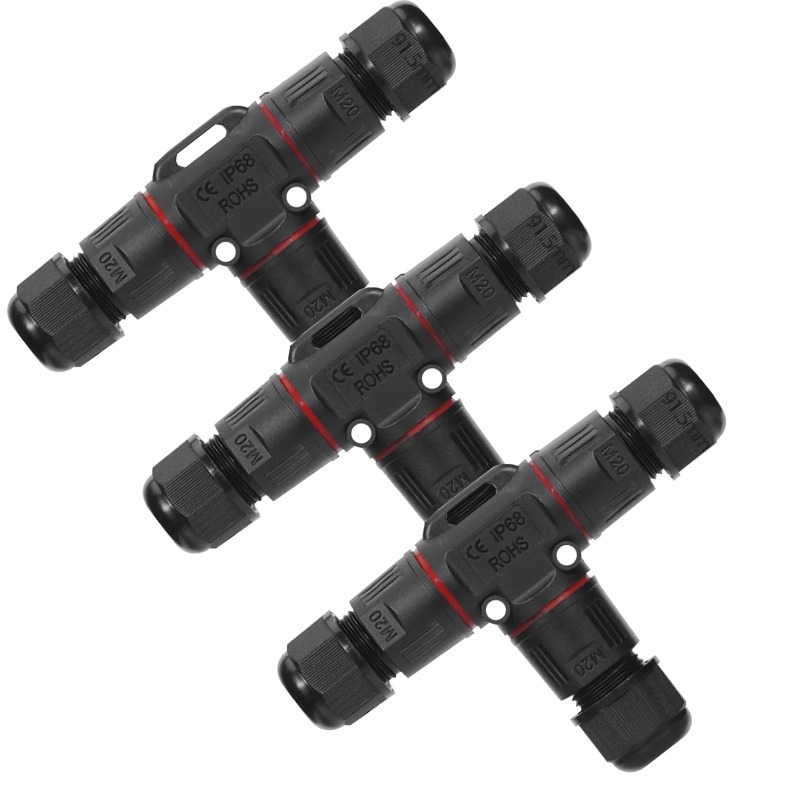 3 Conectores de Cable de 3 Polos, T Forma Caja Conexión Impermeable IP68 3 Vías Empalme a Prueba, Cajas Cable Conexiones Electricas, Manguito de Conexión para Cable de 3 a 12 mm Diámetro