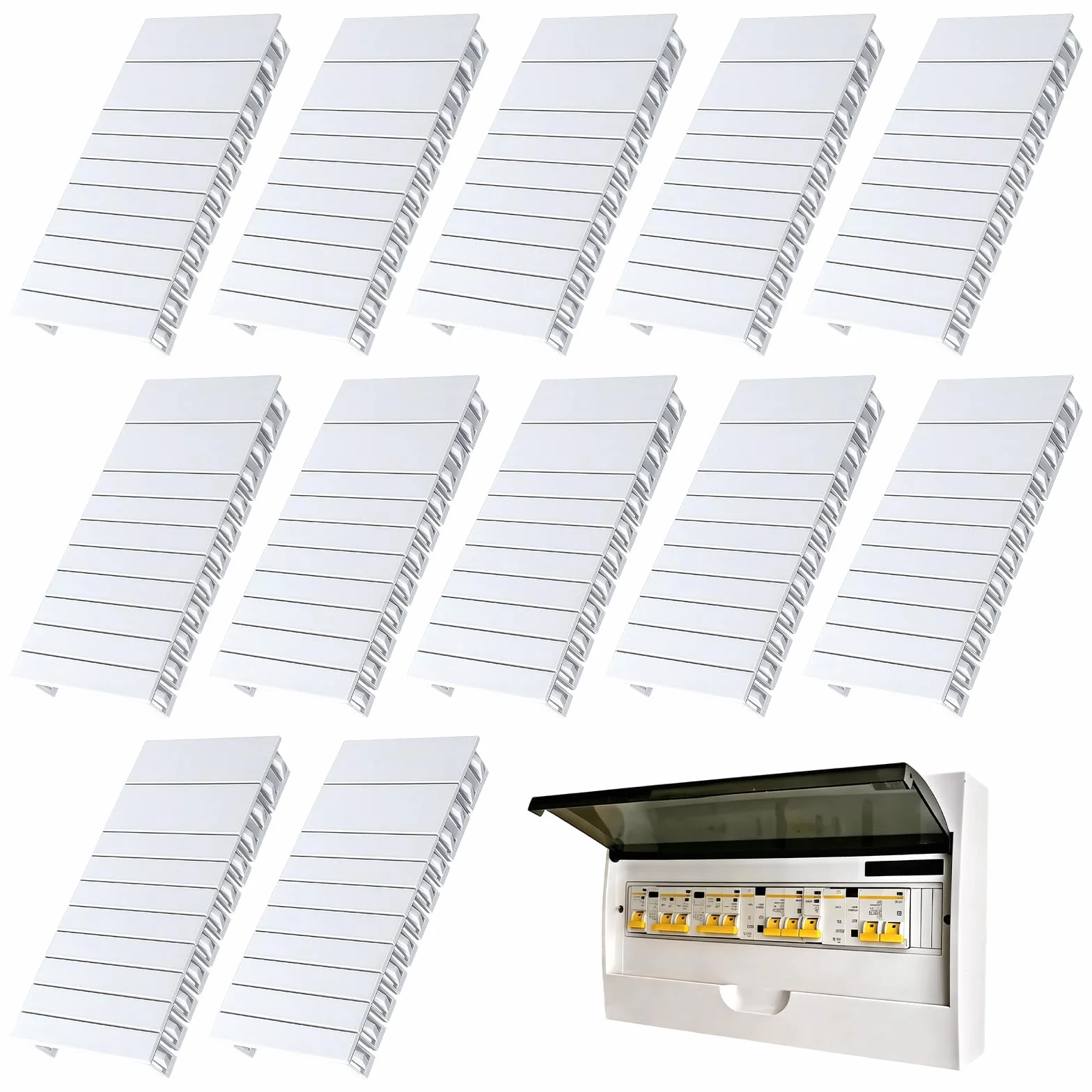 12 Piezas Tapa Cuadro Electrico 11 cm X 5,2 cm, Tapas Ciegas Cuadros Electricos Compatibles con Placas de Cubierta de Seguridad F-Tronic, Hager Y Hensel, Extraíbles y Combinables