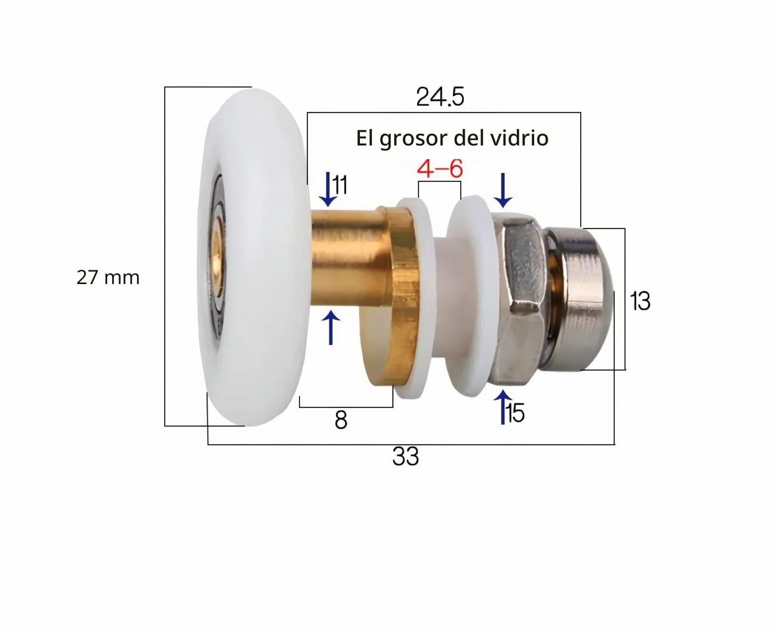 27mm Puertas de Ducha Ruedas Ruedas Corredor, 8PCS | 27mm Rodamientos Mampara Ducha Ruedas Mampara Ducha Ruedas Para Puerta de Ducha Para Puerta Corredera De Cristal Baño