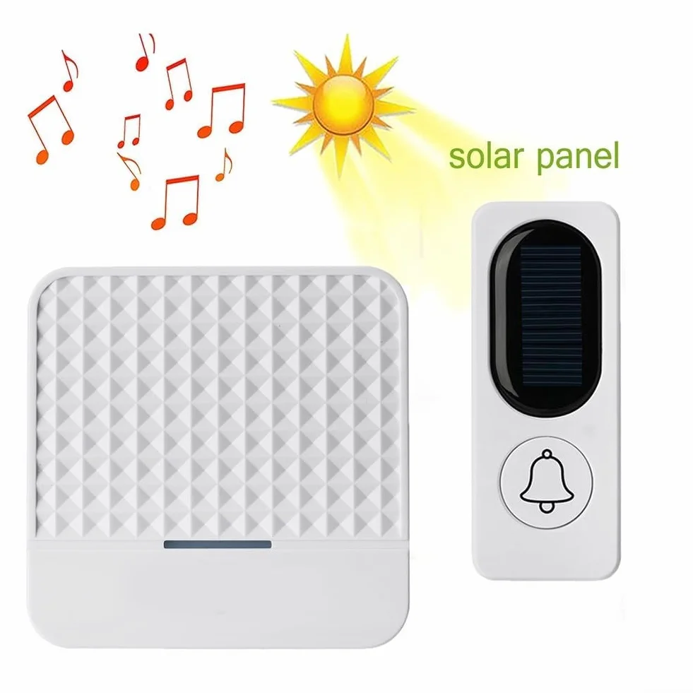 Timbre inteligente inalámbrico con energía solar, timbre inteligente inalámbrico, timbre de música de larga distancia para hogares grandes, timbre de video inteligente con vista en vivo, detección