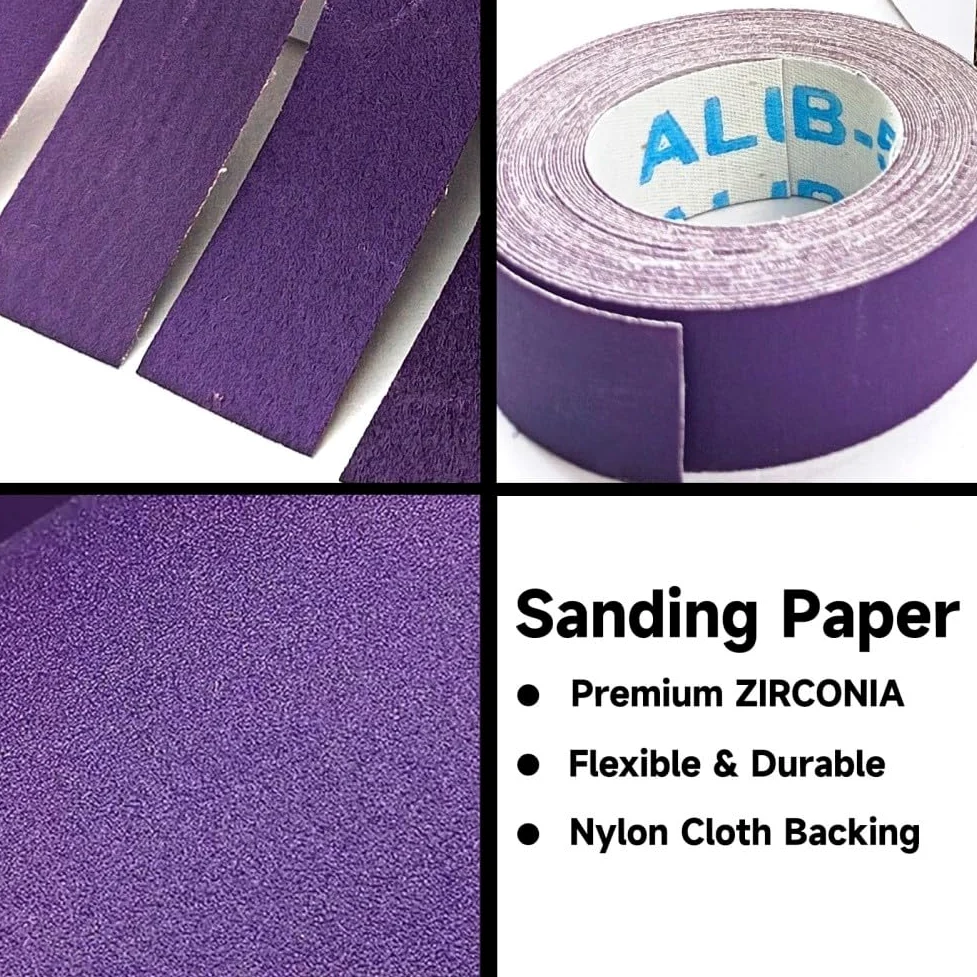 Rollo de cinta de lija de óxido de aluminio, abrasivo con respaldo de tela de alta precisión para pulido de madera y metal, rollo de papel de lija flexible antiobstrucción de 25 mm x 8 m, varios (C)