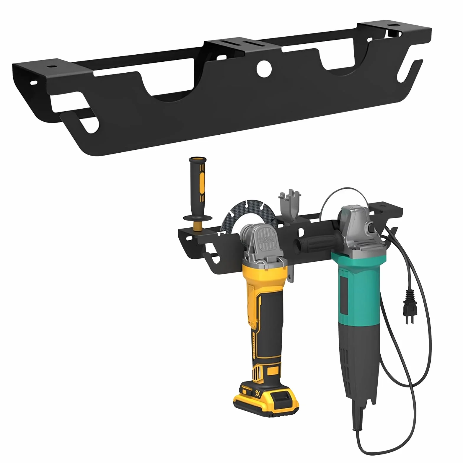 Soporte Para Amoladora Angular,Con 2 Compartimentos Soporte De Pared Para Amoladora Angular Con Suspensión De Cable y Soporte De Disco, Compartimento De Almacenamiento Para Pulidora