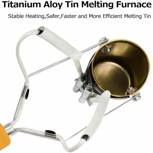 Crisol de plomo de mano, crisol eléctrico para plomo de 380 W, crisoles para fundir metal, ajuste de 200-450 ℃, fusión en 10 minutos, capacidad de 1100 g, crisol de plomo para moldes de peso de pesca