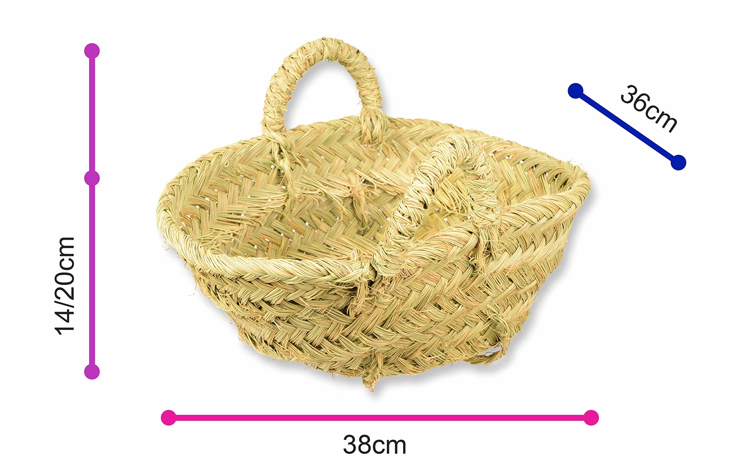 HERSIG - Capazo de Esparto redondo | Capazo Leñero Interior - 35x35x17cm (Medidas Aproximadas)