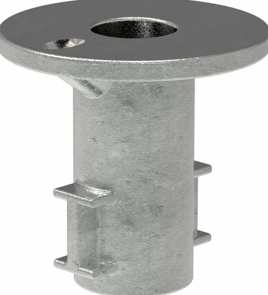 Fenau | Vaina de anclaje al suelo, Ø 33,7 mm, empalme para suelo, de fundición maleable, galvanizada en caliente, incl. tornillos