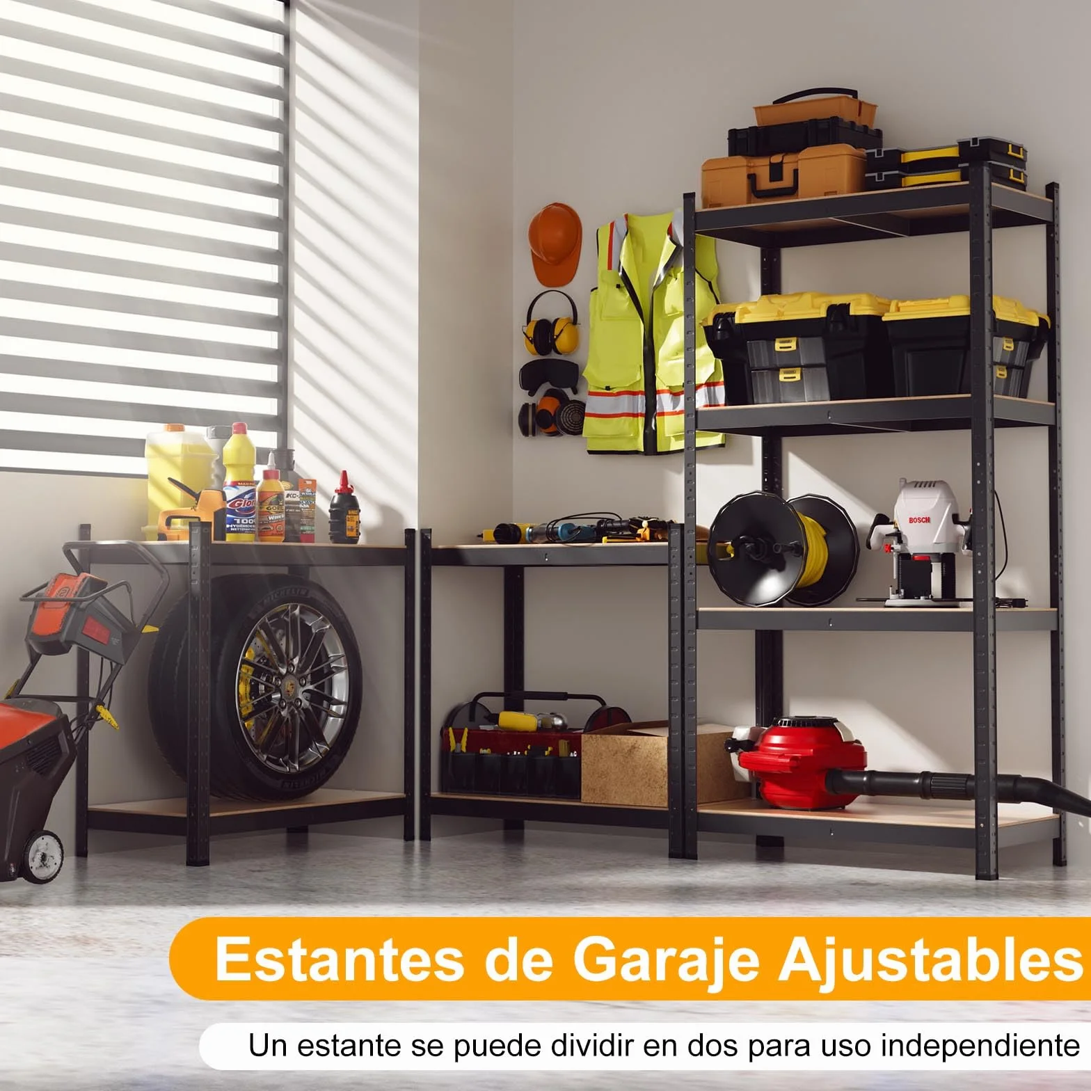 COSTWAY Estante de Almacenamiento para Garaje de Metal y MDF de 4 Niveles Estantería Pesado 80 x 40 x 160 cm Estante Servicio de Taller (Negro)