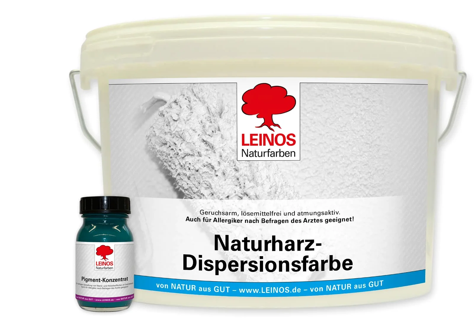 LEINOS Set de pintura para paredes (2,5 l, resina natural de emulsión 660 + 75 ml, pigmento concentrado 668.330), color turquesa