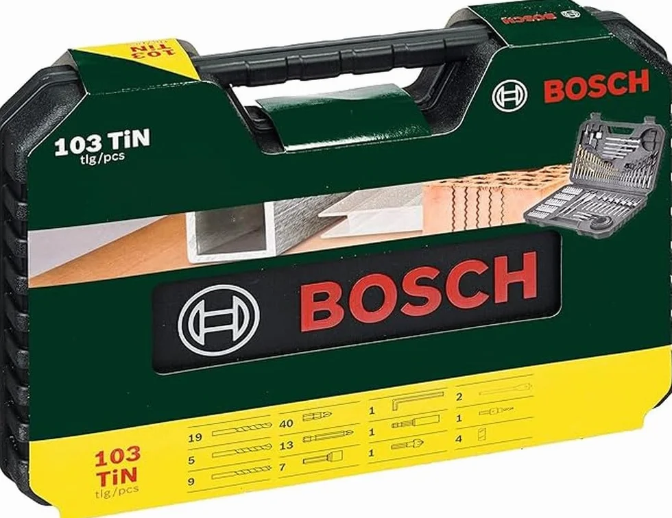 Bosch Profesional Set de brocas y puntas de atornillar de 103 unidades Titanium, madera, piedra y metal, accesorios para herramientas de perforación y atornillado