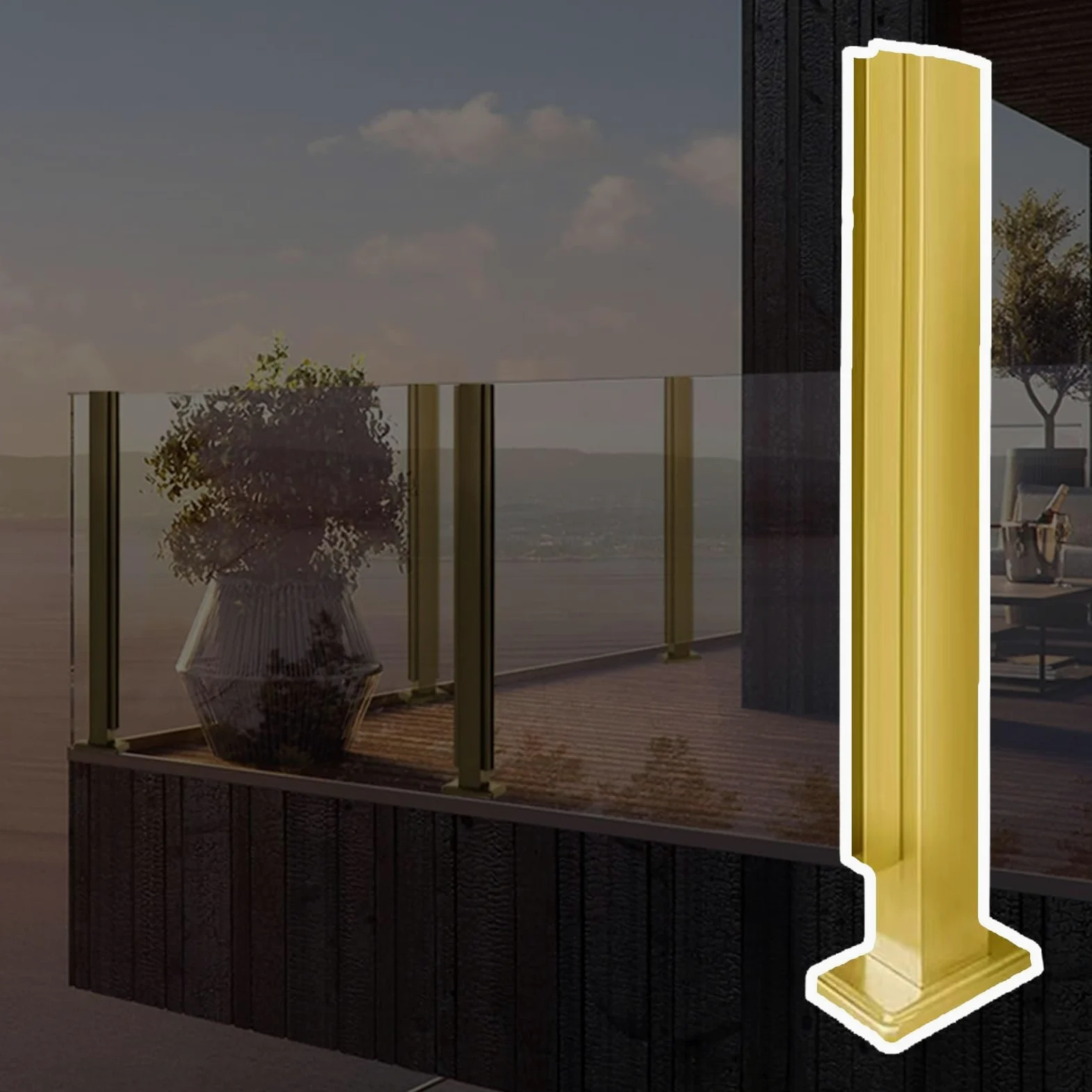 postes para barandillas de vidrio Paneles De Balaustrada Pilar Con Ranuras Y Base, Columna De Cristal De Alta Resistencia Para Barandillas/tabiques/terrazas, Poste De(A-EDGE,Height 70cm)